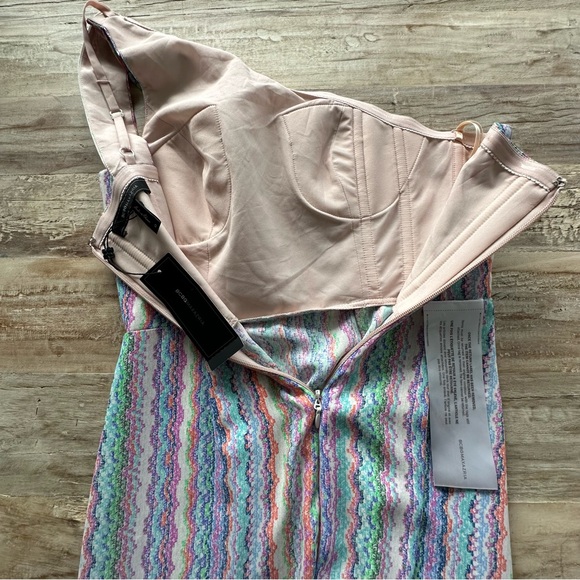 BCBMAXAZRIA Dries Front Slit Maxi Dress One Shoulder SZ 0 Multicolor NWT $338 - Picture 7 of 12